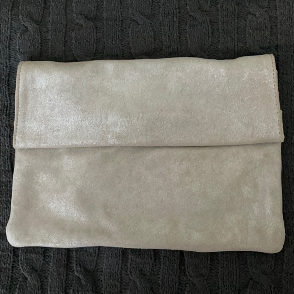 Mango metallic taupe suede/leather crossbody bag